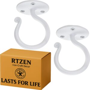 White Ceiling Hooks Wrought Iron Plant Hanger 2 Pack