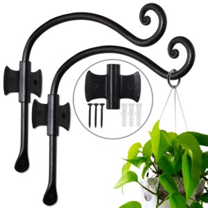 Black Curved Hooks 10" Wrought Iron Wall Mounted Plant Hanger 2 Pack