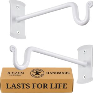 White Shepherd’s Hooks (7.5") Wrought Iron Wall Mounted Plant Hanger 2 Pack