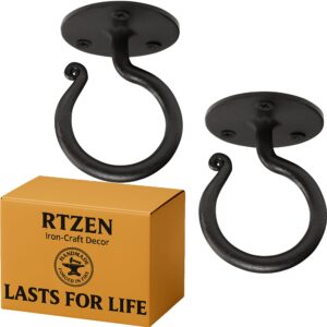 Black Ceiling Hooks Wrought Iron Plant Hanger 2 Pack