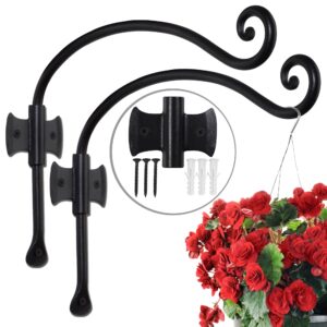 Black Curved Hooks 12" Wrought Iron Wall Mounted Plant Hanger 2 Pack