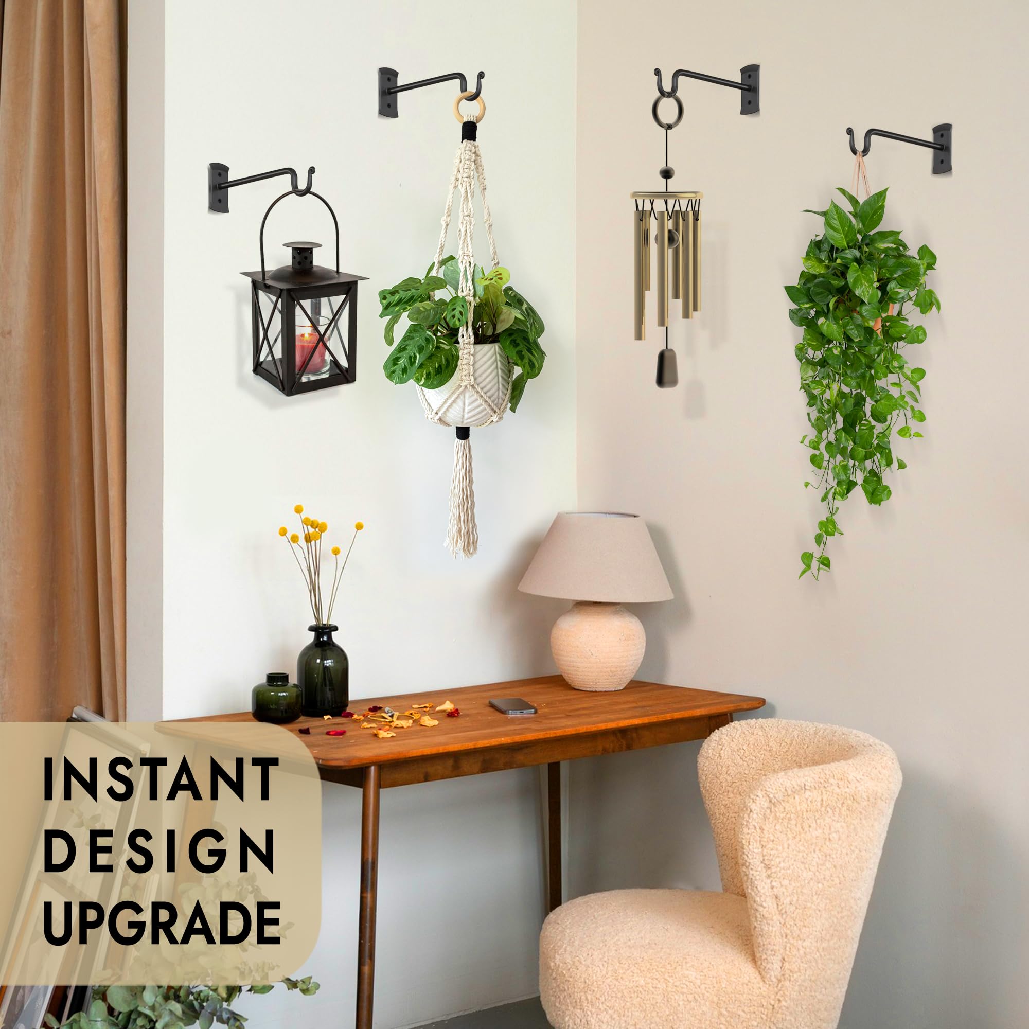 Black Shepherd’s Hooks (7.5") Wrought Iron Wall Mounted Plant Hanger 2 Pack - Image 7