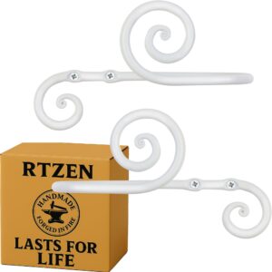 White Swirly Curtain Holdbacks, Hand-Forged Wrought Iron Tiebacks