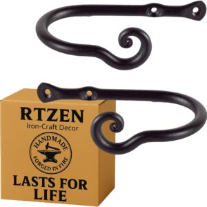 Classic Decorative Curtain Holdbacks, 2-Pack Hand-Forged Wrought Iron Tiebacks