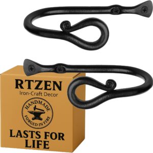 Black Loophole Curtain Holdbacks, Hand-Forged Wrought Iron Tiebacks