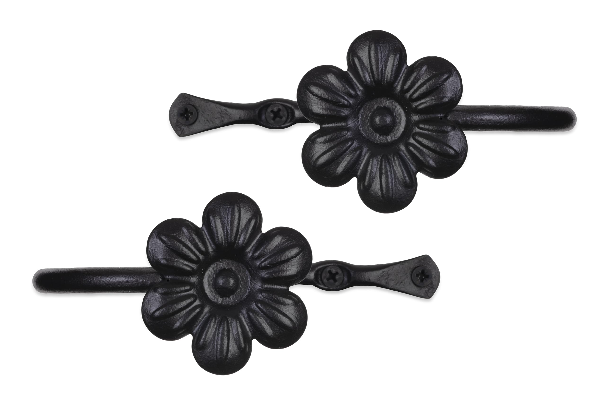 Black Flower Curtain Holdbacks, Hand-Forged Wrought Iron Tiebacks - Image 7