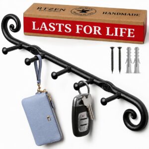 Black Classic Wall Mounted Key Holder with 5 Hooks