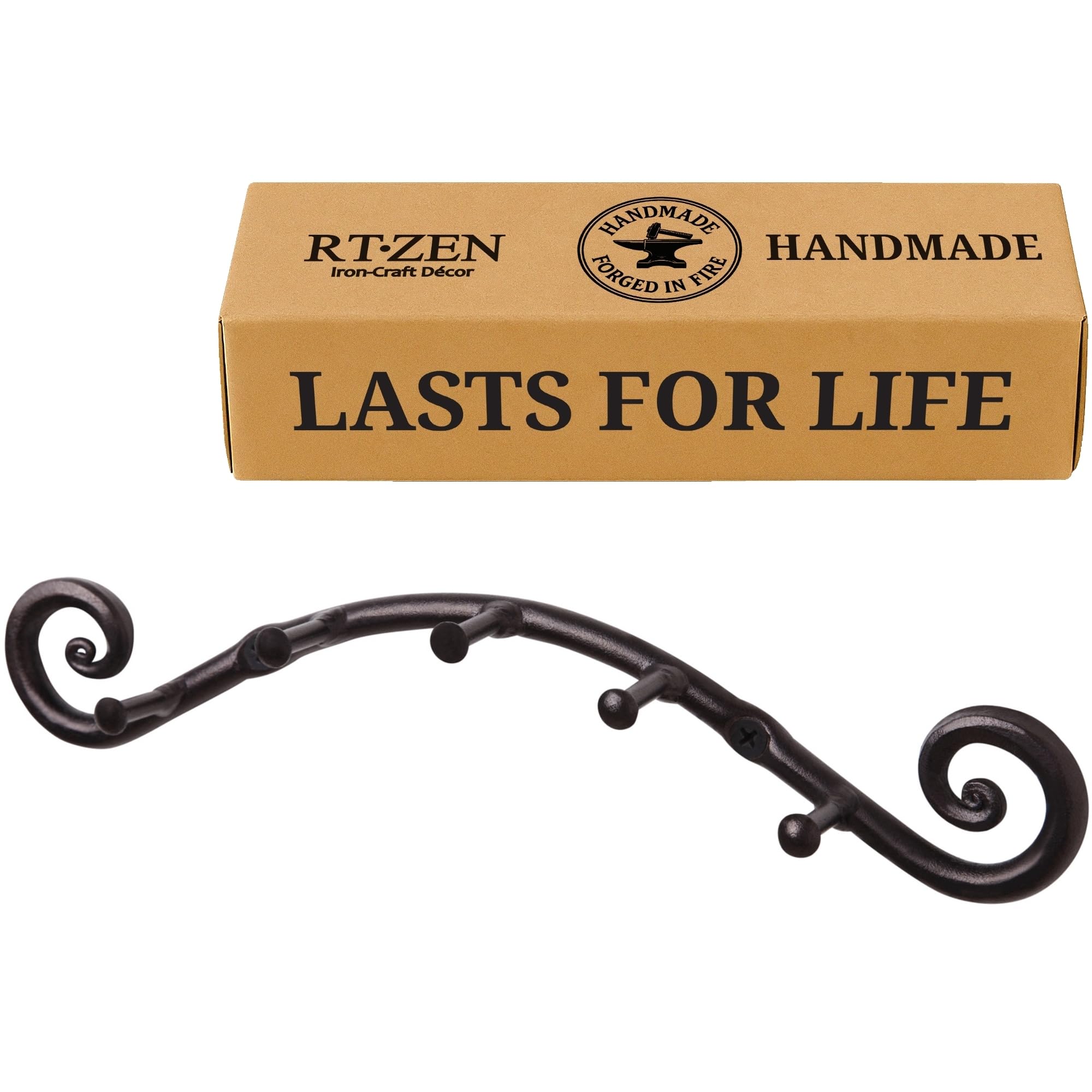 Black Swirly Wall Mounted Key Holder with 5 Hooks