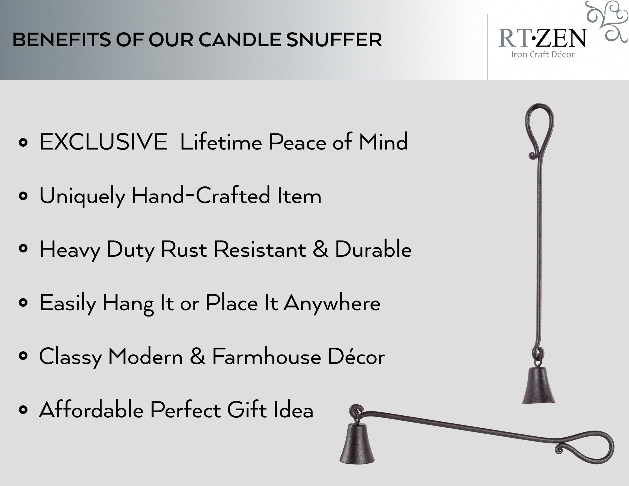 Black Wrought Iron Candle Snuffer - Image 2