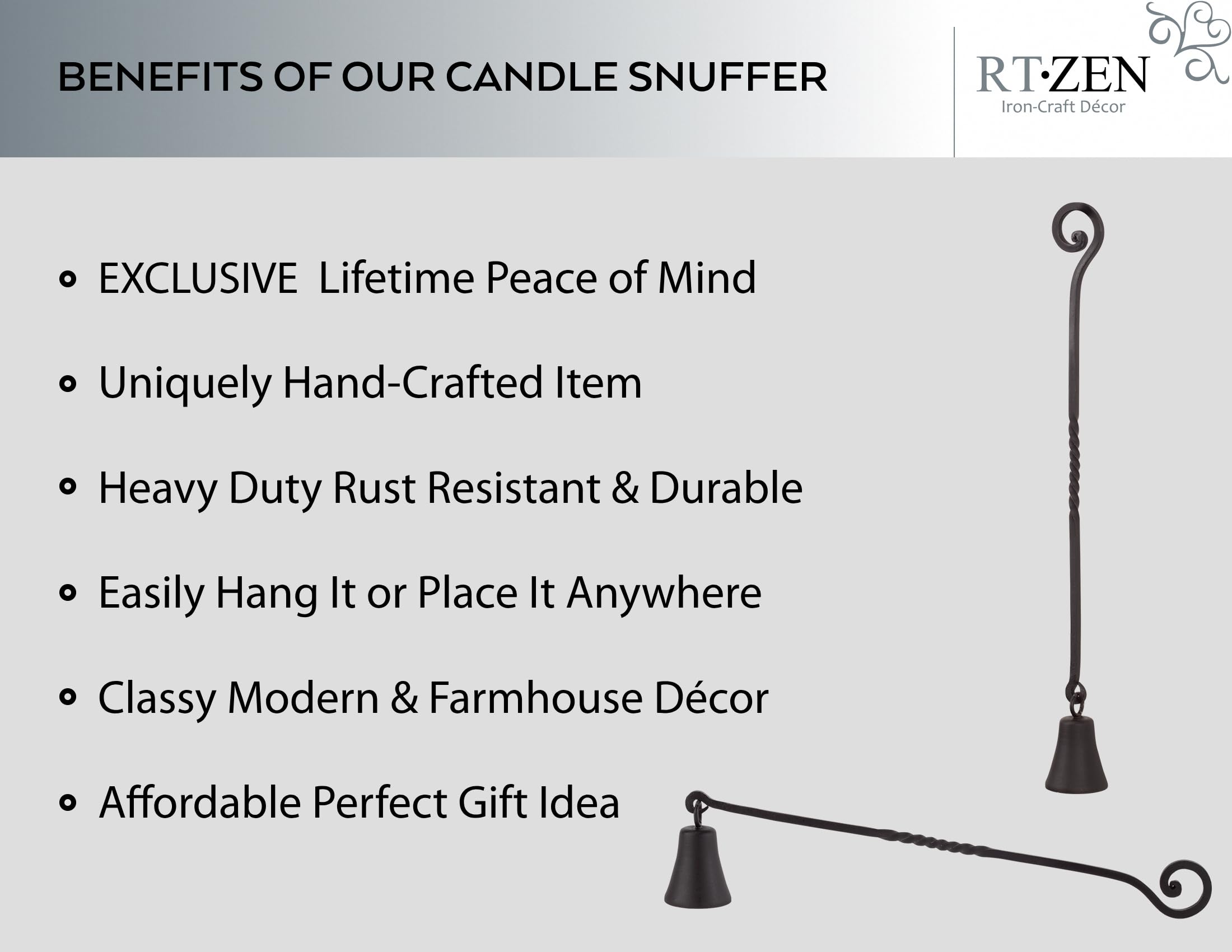 Black Wrought Iron Candle Snuffer - Image 2