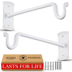 White Shepherd’s Hooks (7.5") Wrought Iron Wall Mounted Plant Hanger 2 Pack