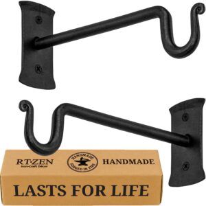 Black Shepherd’s Hooks (7.5") Wrought Iron Wall Mounted Plant Hanger 2 Pack
