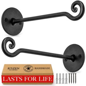Black Swirl Hooks Wrought Iron Wall Mounted Plant Hanger 2 Pack
