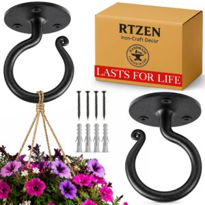 Black Ceiling Hooks Wrought Iron Plant Hanger 2 Pack