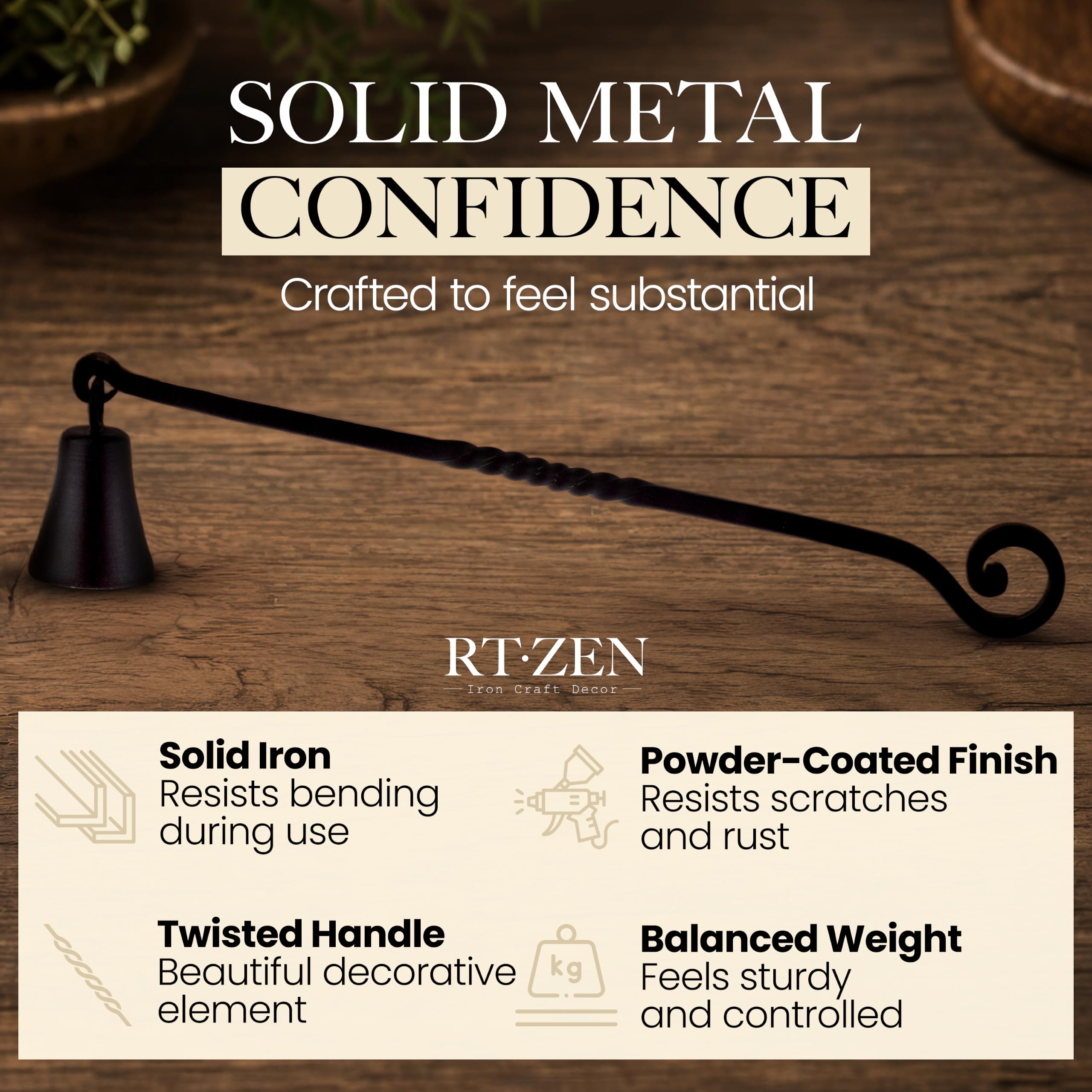 Black Wrought Iron Candle Snuffer - Image 6