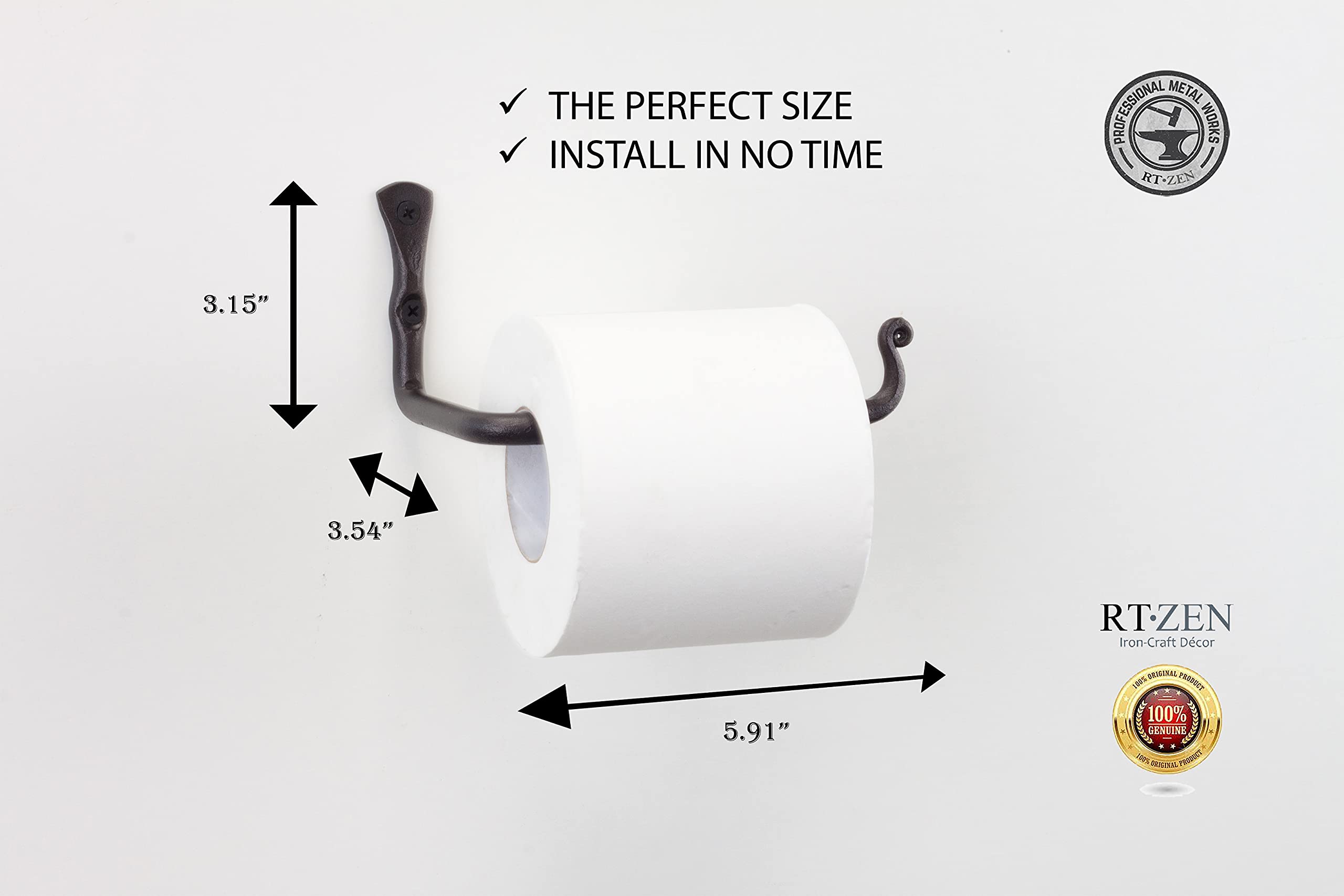 Black Classic Wall Mounted Toilet Paper Holder - Image 6