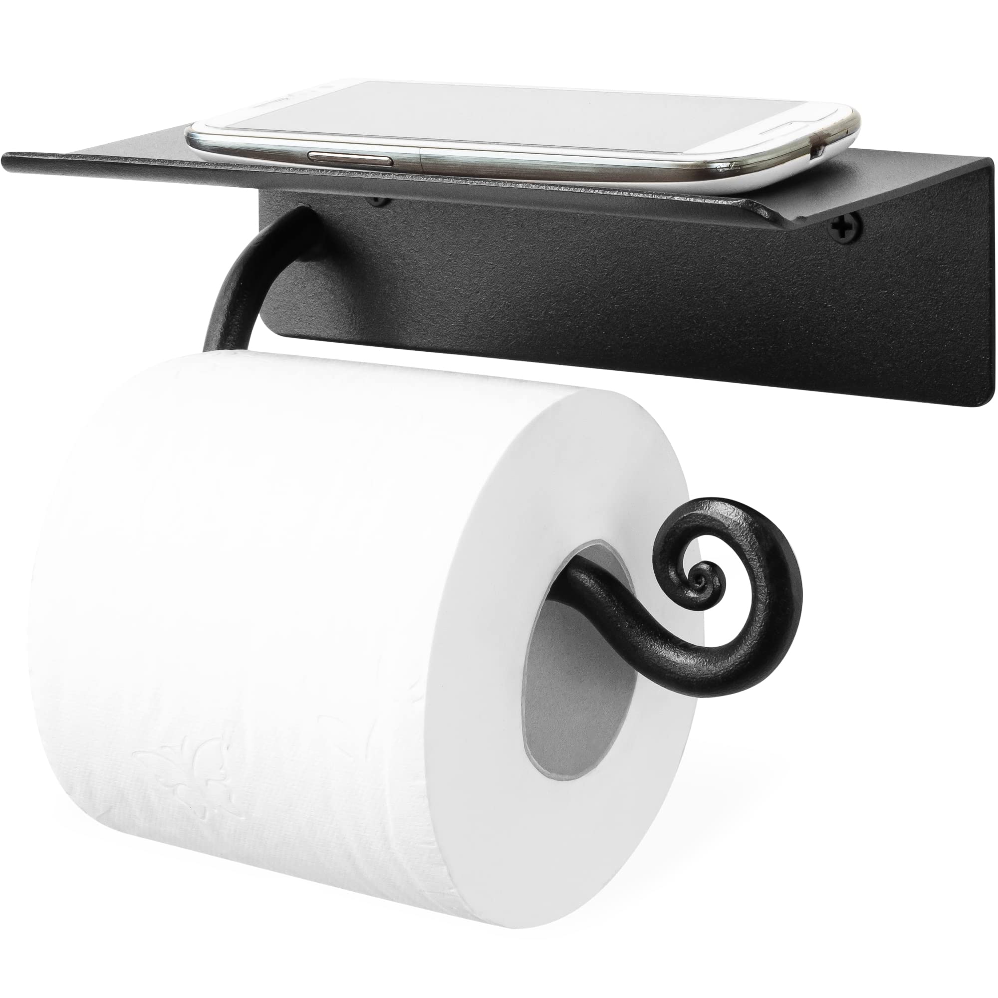 Black Stylish Wall Mounted Toilet Paper Holder with Shelf - Image 9