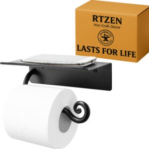 Black Stylish Wall Mounted Toilet Paper Holder with Shelf