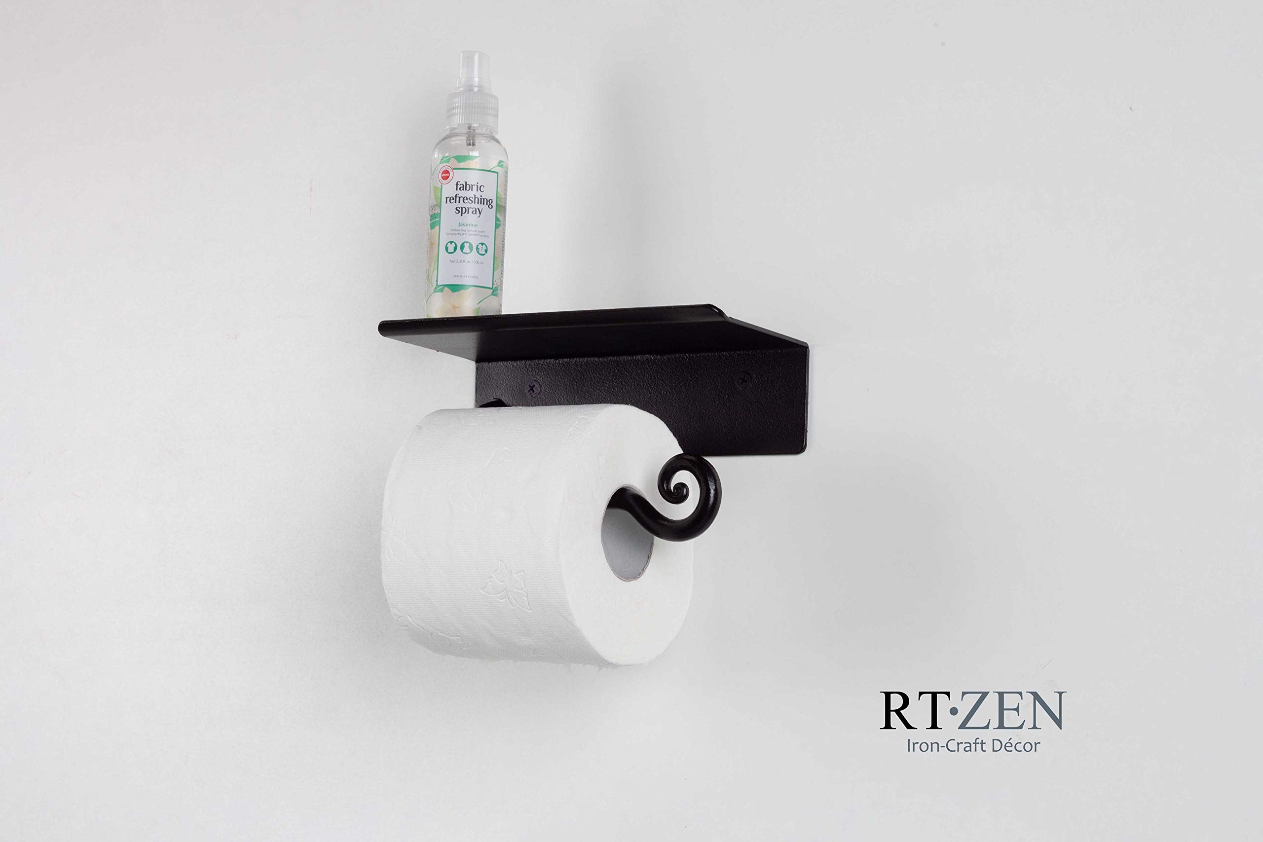 Black Stylish Wall Mounted Toilet Paper Holder with Shelf - Image 8