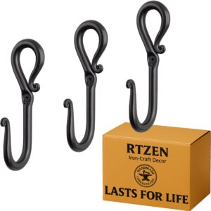 Black Loop Wrought Iron Wall Hooks 3 Pack