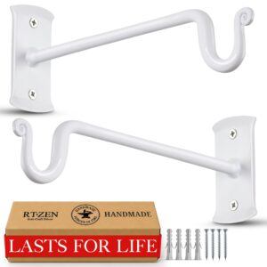 White Shepherd’s Hooks (7.5") Wrought Iron Wall Mounted Plant Hanger 2 Pack