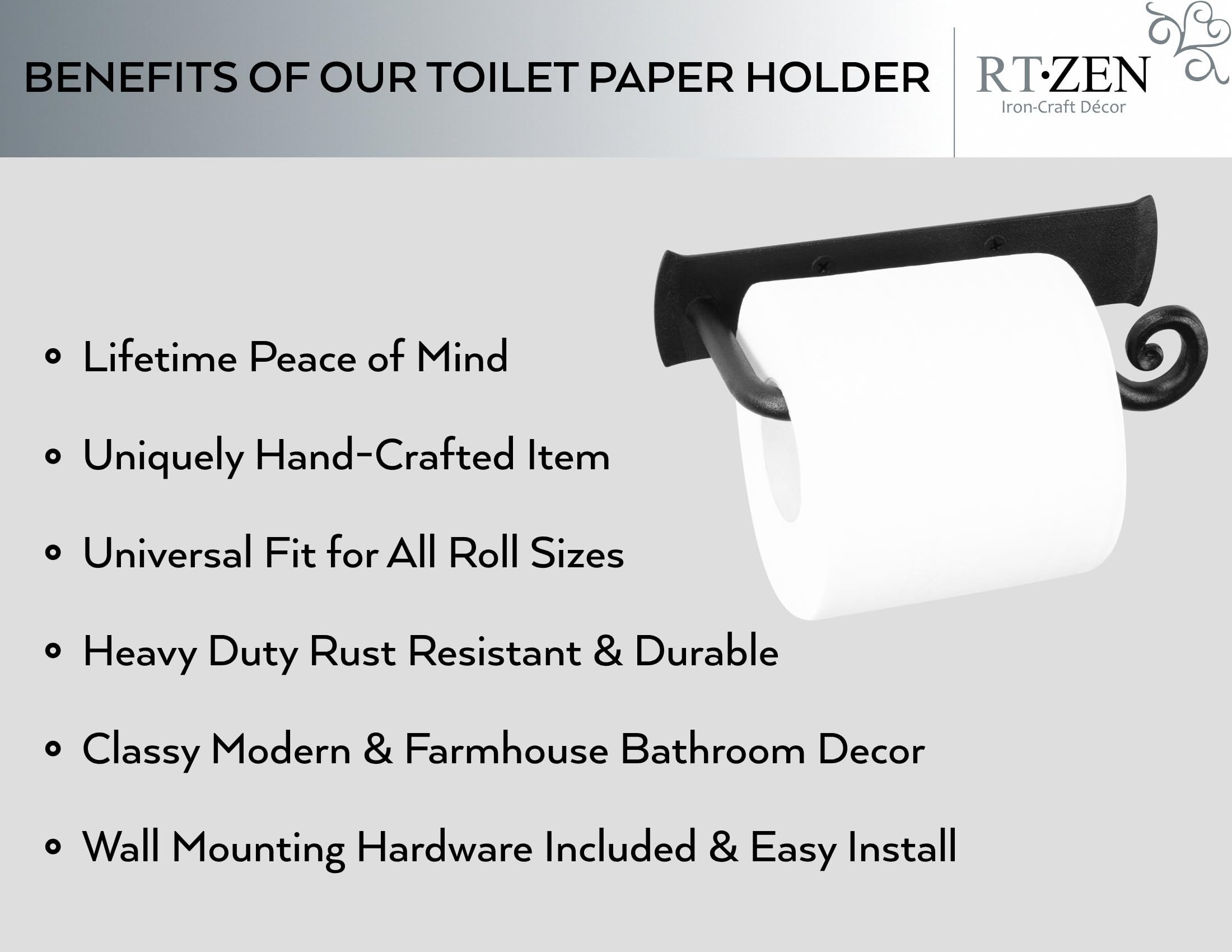 Black Stylish Wall Mounted Toilet Paper Holder - Image 2
