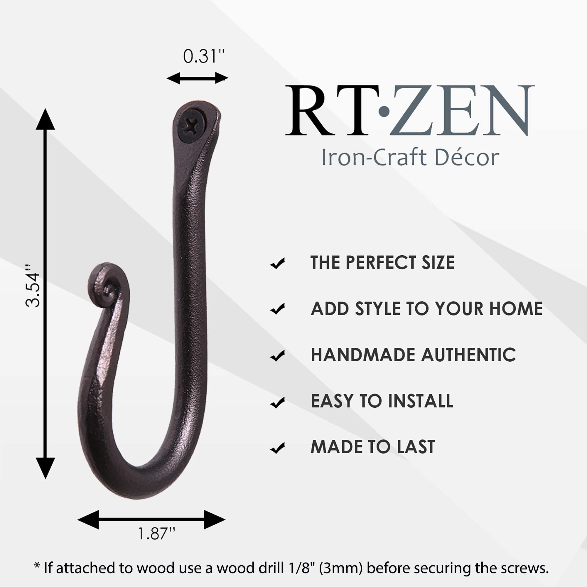 Black Classic Wrought Iron Wall Hooks 3 Pack - Image 8
