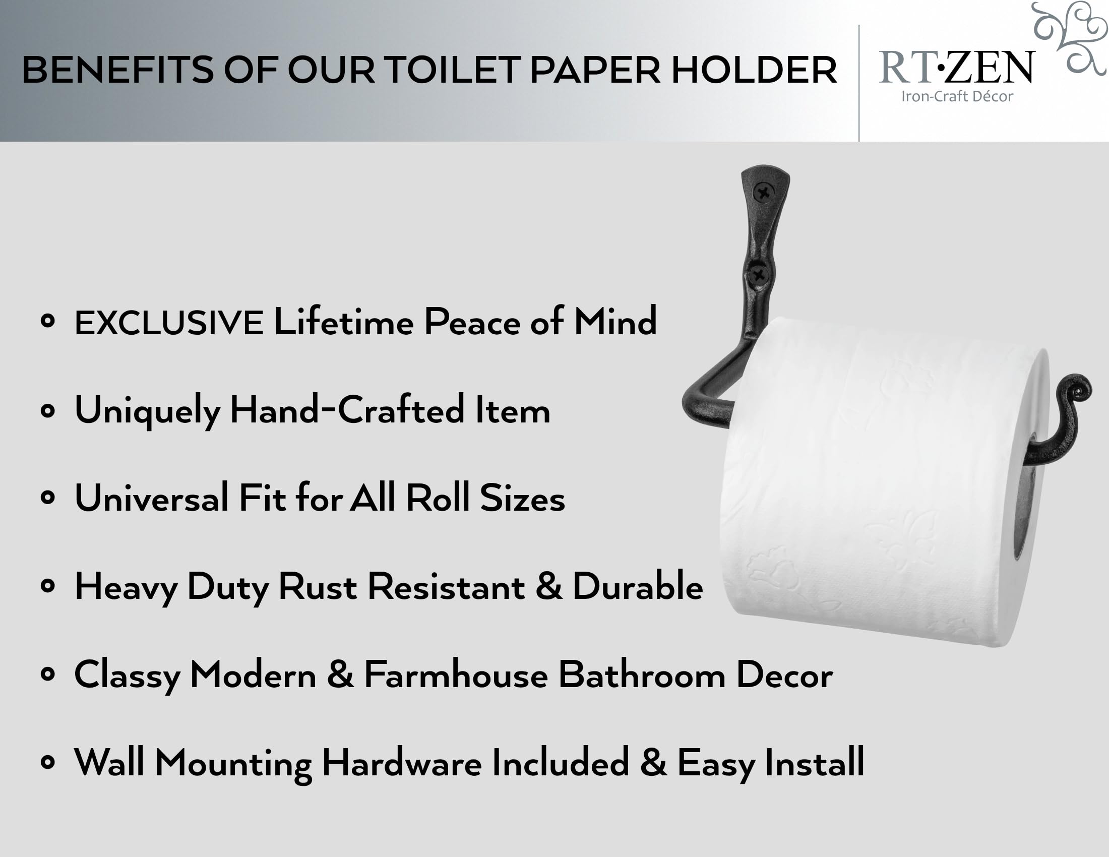 Black Classic Wall Mounted Toilet Paper Holder - Image 2