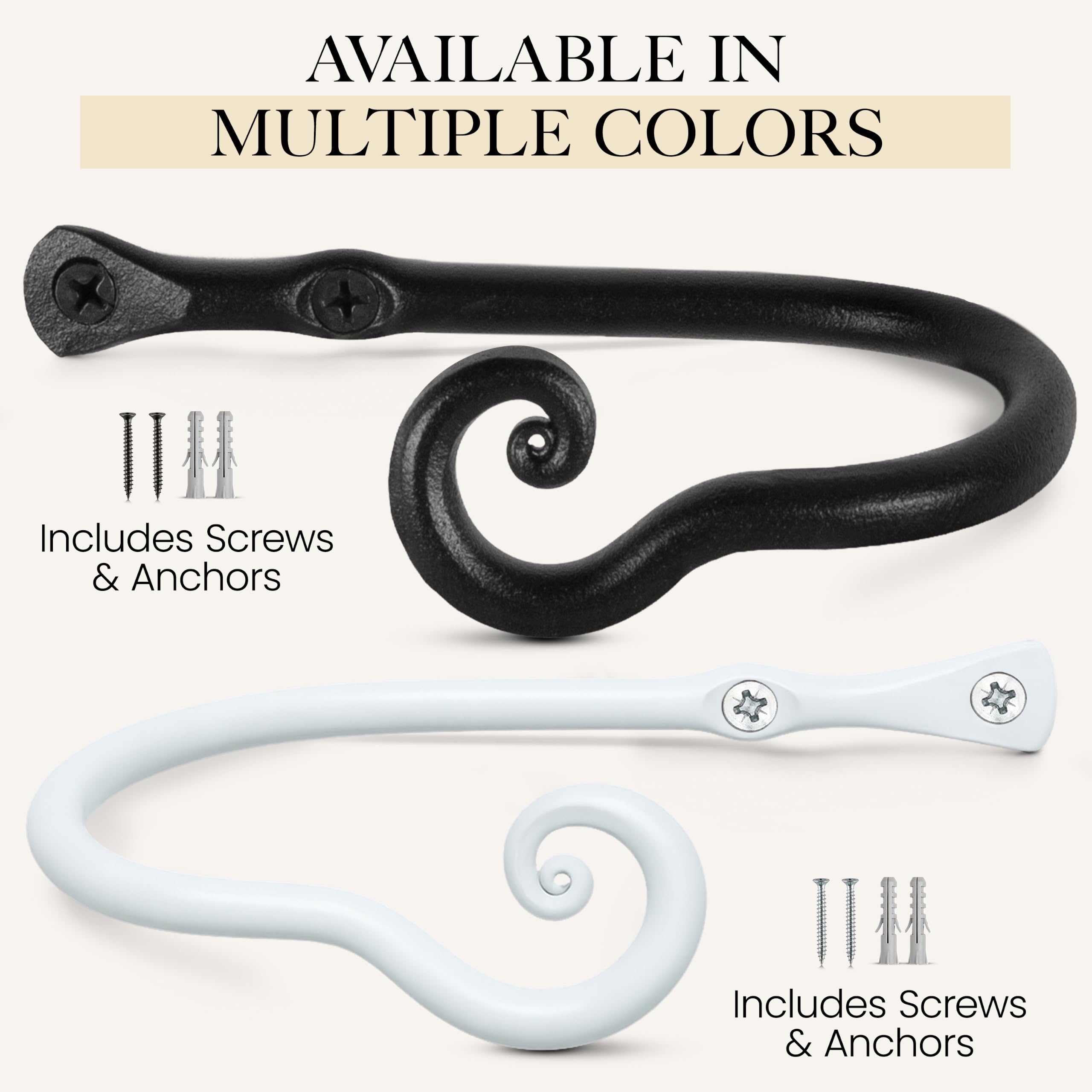 Black Classic Curtain Holdbacks, Hand-Forged Wrought Iron Tiebacks - Image 9