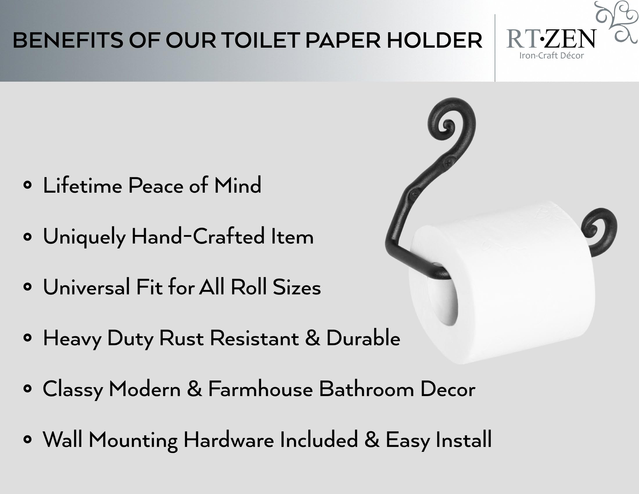 Black Swirls Wall Mounted Toilet Paper Holder - Image 2