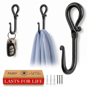 Black Loop Wrought Iron Wall Hooks 3 Pack