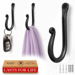 Black Classic Wrought Iron Wall Hooks 3 Pack
