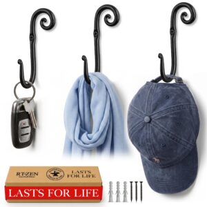 Black Swirl Wrought Iron Wall Hooks 3 Pack