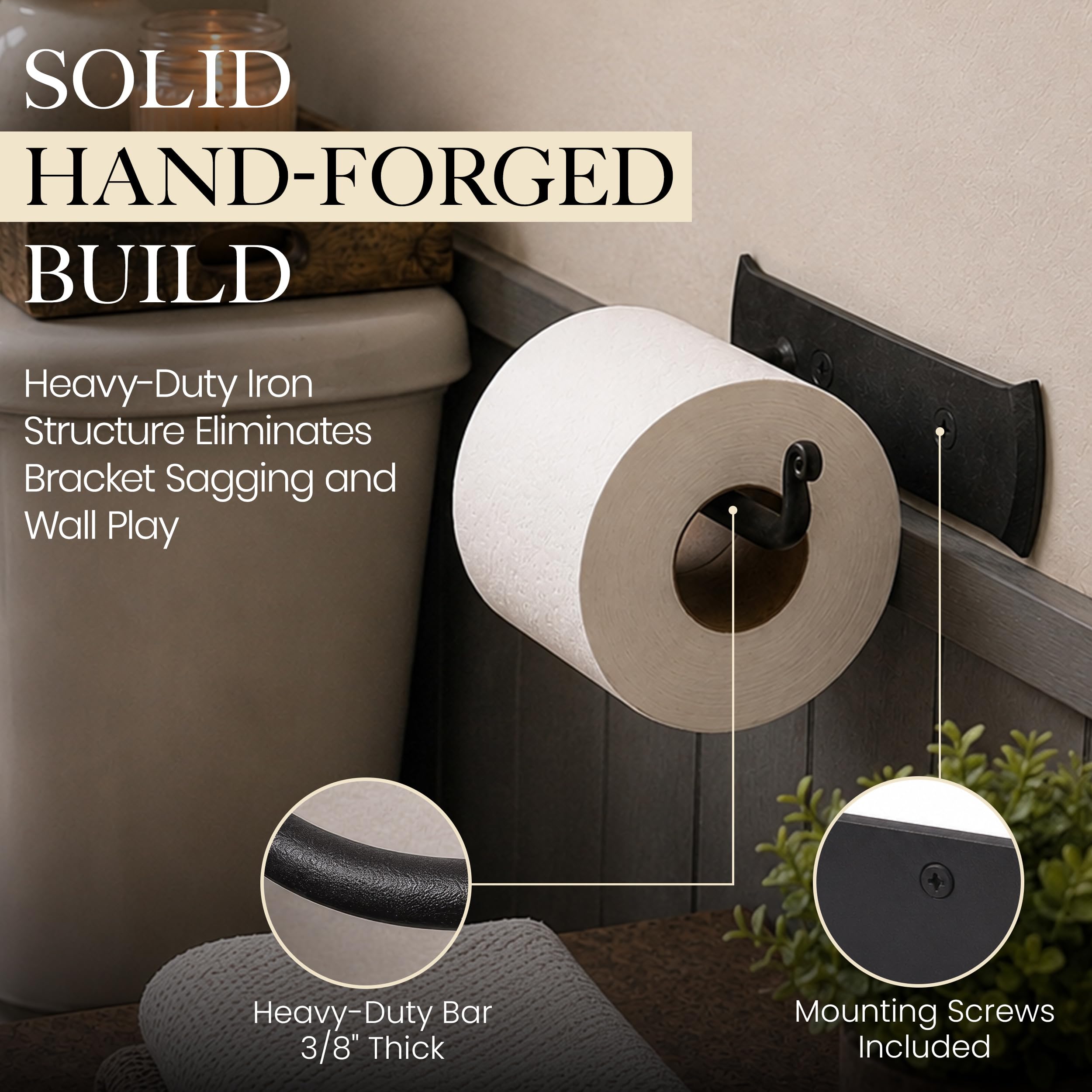 Black High End Wall Mounted Toilet Paper Holder - Image 2
