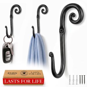 Black Swirl Wrought Iron Wall Hooks 3 Pack